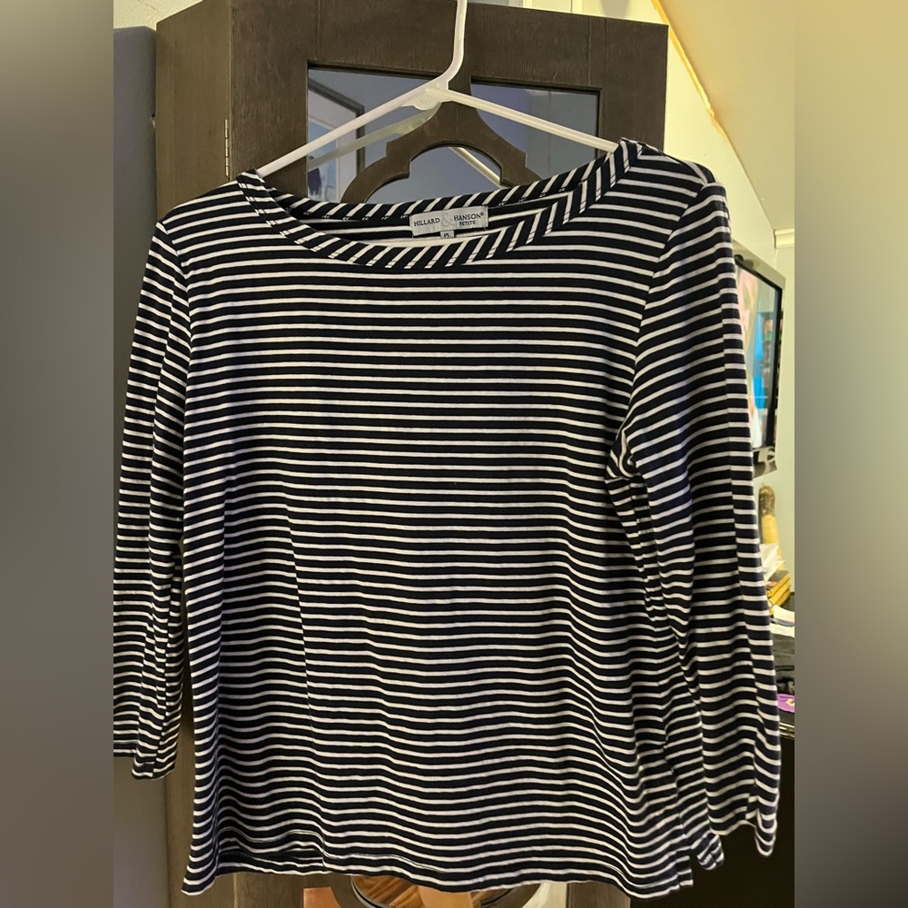 Navy and White stripe classy, cotton sailor top!